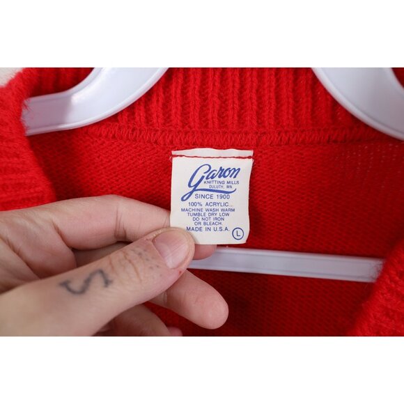 Vtg 70s 80s Womens Large Knit Argyle Ohio State University V-Neck Sweater USA - Picture 8 of 13